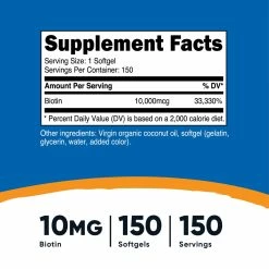 Vitamins Nutricost Biotin With Virgin Organic Coconut Oil Softgels