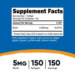 Vitamins Nutricost Biotin With Virgin Organic Coconut Oil Softgels