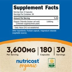 Nutricost Organic Chlorella (600 MG) (180 Capsules)