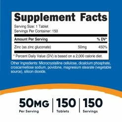 Nutricost Zinc Gluconate Tablets Antioxidants