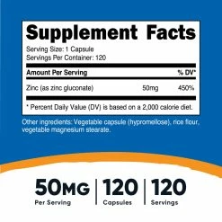 Antioxidants Nutricost Zinc Gluconate Capsules