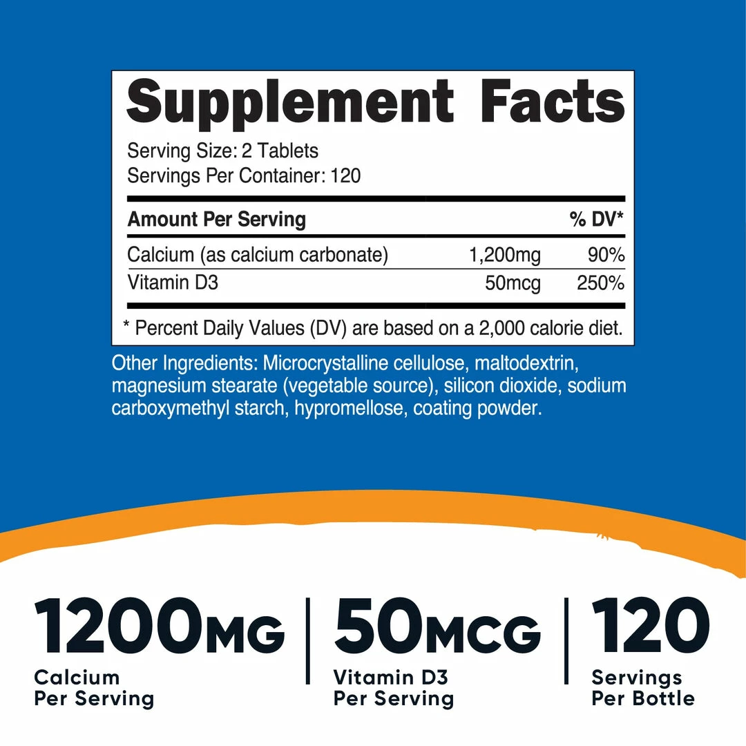 Nutricost Calcium (with Vitamin D3) Tablets