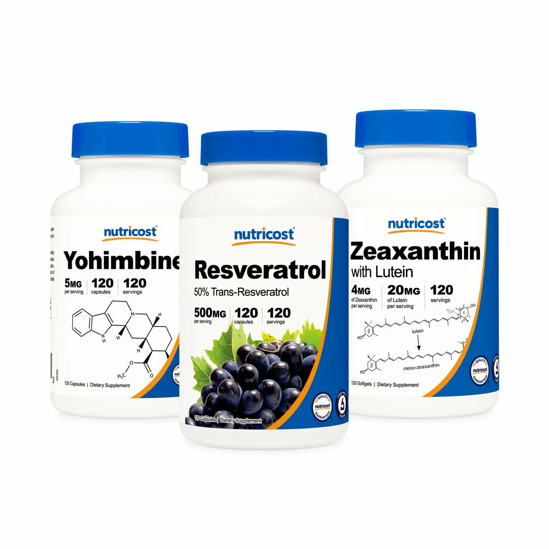 Best Sellers Nutricost Men's Health Bundle (Yohimbine, Resveratrol, Zeaxanthin)