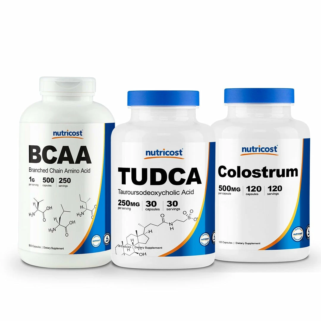 Best Sellers Nutricost Sports Nutrition Bundle (BCAA Caps, Tudca, Colostrum)